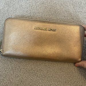 Michael Kors Gold Leather Wallet